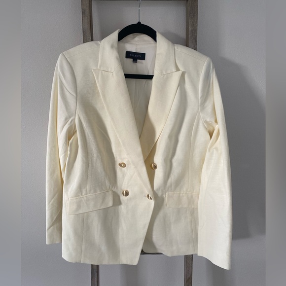 NWOT / Talbots Luxe Double Breasted Blazer - Size 12 - Butter Yellow - Picture 5 of 9